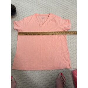 Talbots Woman Peach Slub Knit V-Neck Short Sleeve Tee Shirt Plus Size 2X